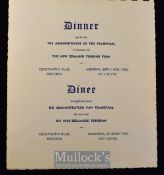 Transvaal Rugby Dinner Menu for the NZ All Blacks Touring Team 1960: Elaborate and most attractive