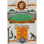 1953/54 Wolverhampton Wanderers youth v England youth football programme 22 March 1954 at
