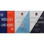 1955 Trio of Rugby Programmes, England v France & v Scotland and County Championship Final,