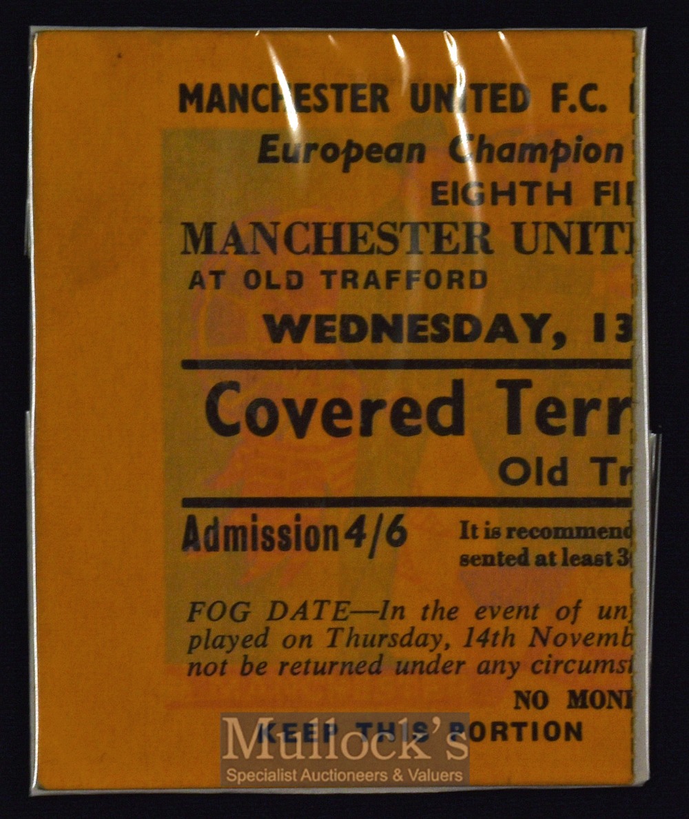 1957/58 Manchester Utd v Dukla Prague European Cup football match ticket. Good.