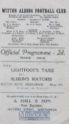 1948/49 FA Cup qualifying round match programme Witton Albion v Shrewsbury Town 13 November 1948