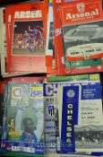 Arsenal and Chelsea 1960s onwards Football Programmes featuring matches played in Europe, running