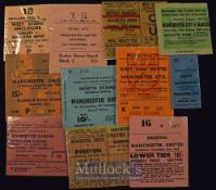 1968/69 Manchester Utd Division 1 away match tickets (10) to include QPR, WBA, Spurs, Arsenal,