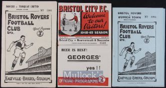 1948/49 Bristol Rovers v Ipswich Town football programme v Torquay Utd, Bristol City v Bournemouth &