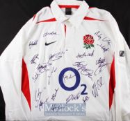 2000s England Rugby Squad Signed Jersey: 2000's England signed Nike merchandise rugby jersey -