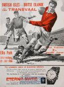 Scarce 1955 British Lions v Transvaal Rugby Programme: Large, bold-cover 36pp issue from