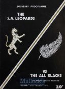 1976 South African Leopards v New Zealand Rugby Programme: 16pp issue for this first ever clash