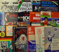 Selection of Wales international football programmes to include 1968 Ireland 1969 Scotland 1976