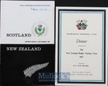 1967 NZ All Blacks UK Tour Signed Rugby Programme and Menu (2): Clean Scotland v New Zealand