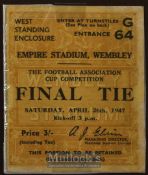 1947 FA Cup Final Burnley v Charlton Athl. match ticket.