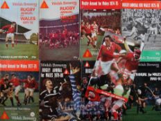 Welsh Brewers’ Rugby Annual for Wales (9): Nine issues in good condition of this popular and