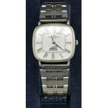 ~Soccer Bowl 83~ Baume & Mercier Wristwatch with white dial, black hands and numerals, cushion