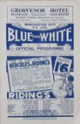 Pre-War 1937/38 Manchester City v Birmingham City match programme 30 October 1957 at Maine Road.