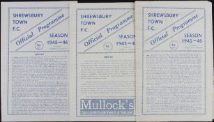 1945/46 Shrewsbury Town Midland League home football programmes v Frickley Colliery (22 April),
