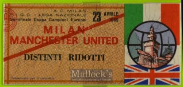 1968/69 European Cup semi-final match ticket AC Milan v Manchester Utd 23 April 1969. Scarce issue.