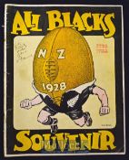 1928 Rare NZ All Blacks Rugby Souvenir 1928, first tour of South Africa: Large strikingly covered