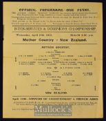 Very Rare 1919 King’s Cup Tournament Final, Mother Country v New Zealand: 100 years on, excellent
