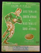1953 South Africa v Australia, Rugby Programme, Johannesburg, 1st Test: The hosts won 25-3 in this