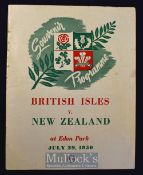 1950 British Lions to NZ 4th Test Rugby Programme: Sought-after, large-format issue for the last