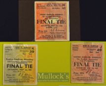 1950s Selection of FA Cup final football tickets 1954, 1955, 1956. (3) Good.