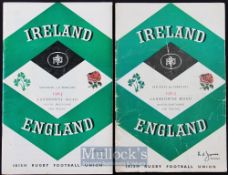 1963 & 1965: Five Nations Ireland v England Rugby Programmes (2): The earlier F/G, the latter VG,