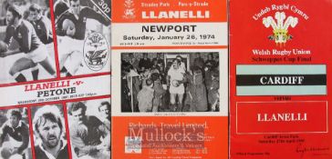 Llanelli RFC Rugby Programme Trio (3): v Newport 1974 & v Petone (NZ) 1987 and the WRU Cup Final