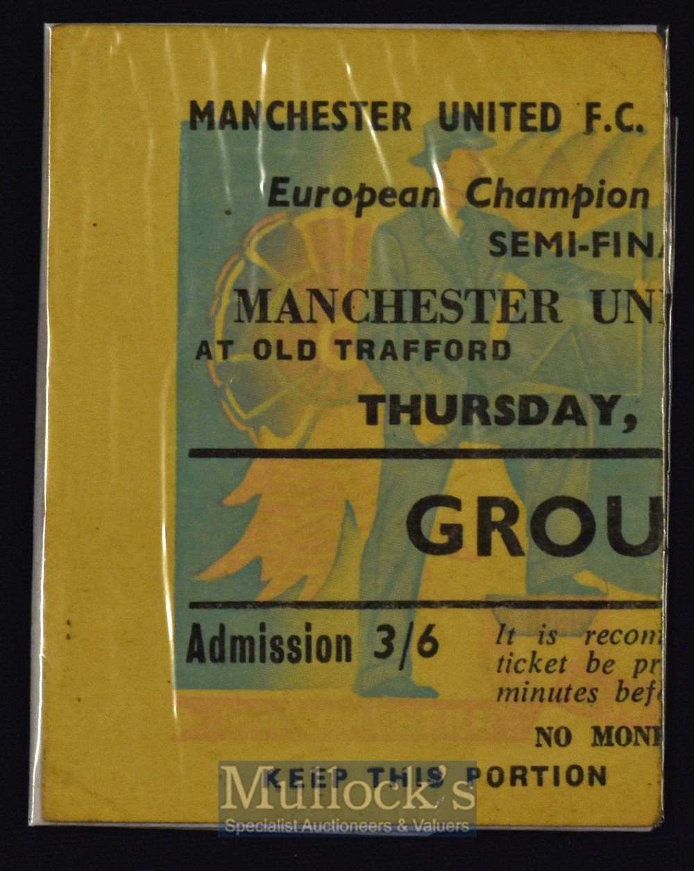 1957/58 Manchester Utd v AC Milan European Cup semi-final football match ticket. Good.