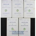 Rare Signed 1963 and 1964 Scottish Rugby Dinner Menus (5): Unusual to see such a set of