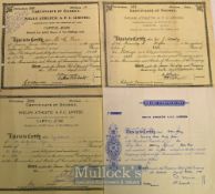 Wigan Athletic Share Certificates 1934 two years after the formation of the club, plus 1946, 1963