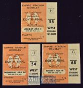 1966 Football World Cup at Wembley match tickets England v Uruguay 11 July 1966, Mexico v Uruguay 19