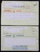 1967 NZ All Blacks UK Tour Congratulatory Rugby Telegrams (2): Two original telegram sheets, some