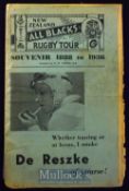 1888-1936 NZ All Blacks Rugby Souvenir, ahead of their 1935-6 UK Tour: Worn, tatty edges, sellotaped