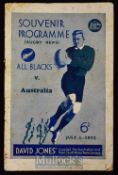 Very rare 1932 Australia v NZ Rugby Programme: with some real signs of age to its margins and rear