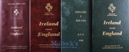 1990s VIP Rugby Programmes Ireland v England (4): Plastic/hard-covered VIP issues for the games in
