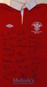1980-81 Squad Signed Wales Centenary Rugby Jersey: 34” chest, WRU approved jersey with stylised