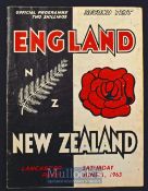1963 New Zealand v England Rugby Programme: Less-seen, the large format Christchurch issue from