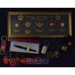 Selection of Manchester Utd memorabilia to include Official Badge collection (framed item), Busby