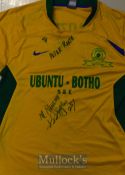 Mamelodi Sundowns (South Arica) Football Shirt in yellow and green, with signature to front, short