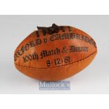1981 100th Oxbridge Varsity Match Mini Rugby Ball: Attractive 5” x 3” Gilbert ‘Match’ laced brown