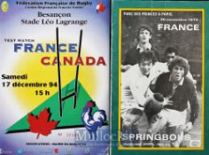 Scarcer 1974 Rugby Programmes etc in France (3): Packed 32 pp edition for France v South Africa at