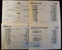 1971 France rugby tour of Australia rare team sheets (4): The centre team spreads only, from the
