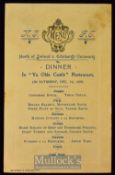 Rare 1899 Rugby Menu Card, NIFC v Edinburgh University: Clean neat single embossed card menu from