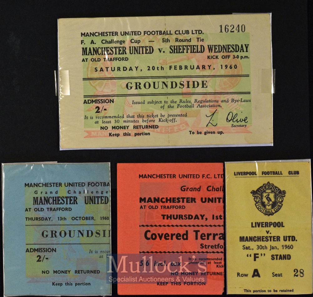 1959/60 Manchester Utd match tickets FAC v Sheffield Wednesday at O.T., Liverpool away at Anfield 30