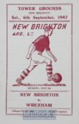 1947/48 New Brighton v Wrexham Division 3 (N) match programme 6 September 1947. Good.