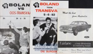 South African Rugby Ephemera Selection (3): Pair of issues from Boland v Transvaal June 1982 and v