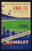 1949 FA Cup final match programme Wolves v Leicester City. Good.