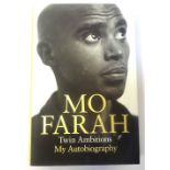 MO FARAH SIGNED 'TWIN AMBITIONS MY AUTOBIOGRAPHY' hardback book signed to the title page, with a