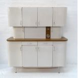 RETRO 1960'S FRENCH KITCHEN UNIT in three sections, the upper with a pair of cupboard doors