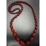 GRADUATED CHERRY AMBER BEAD NECKLACE approximately 88cm long