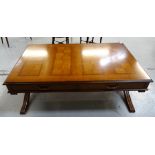 HURTADO OF SPAIN MAHOGANY OCCASIONAL TABLE with an oblong moulded top set with four oblong checker